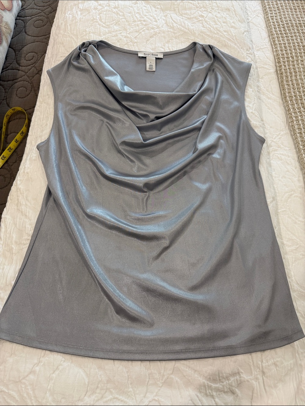 White House Black Market Silver Cowl Neck Sleeveless Camisole